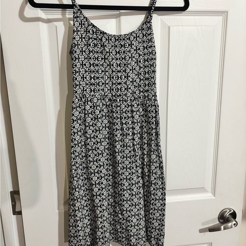Black and White Floral Dress Stretchy